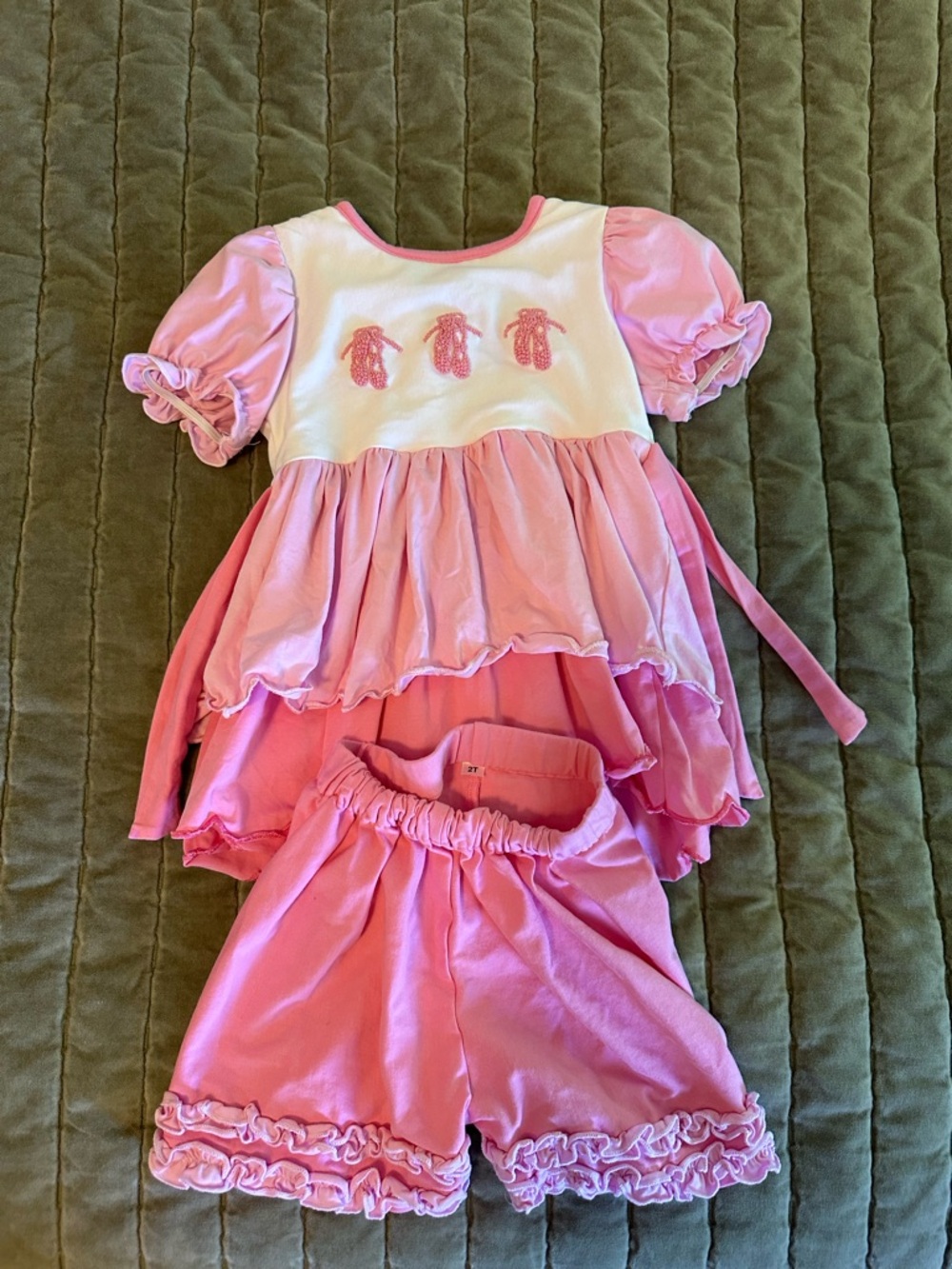 Girls Pink Ruffle Two-Piece Matching Set by